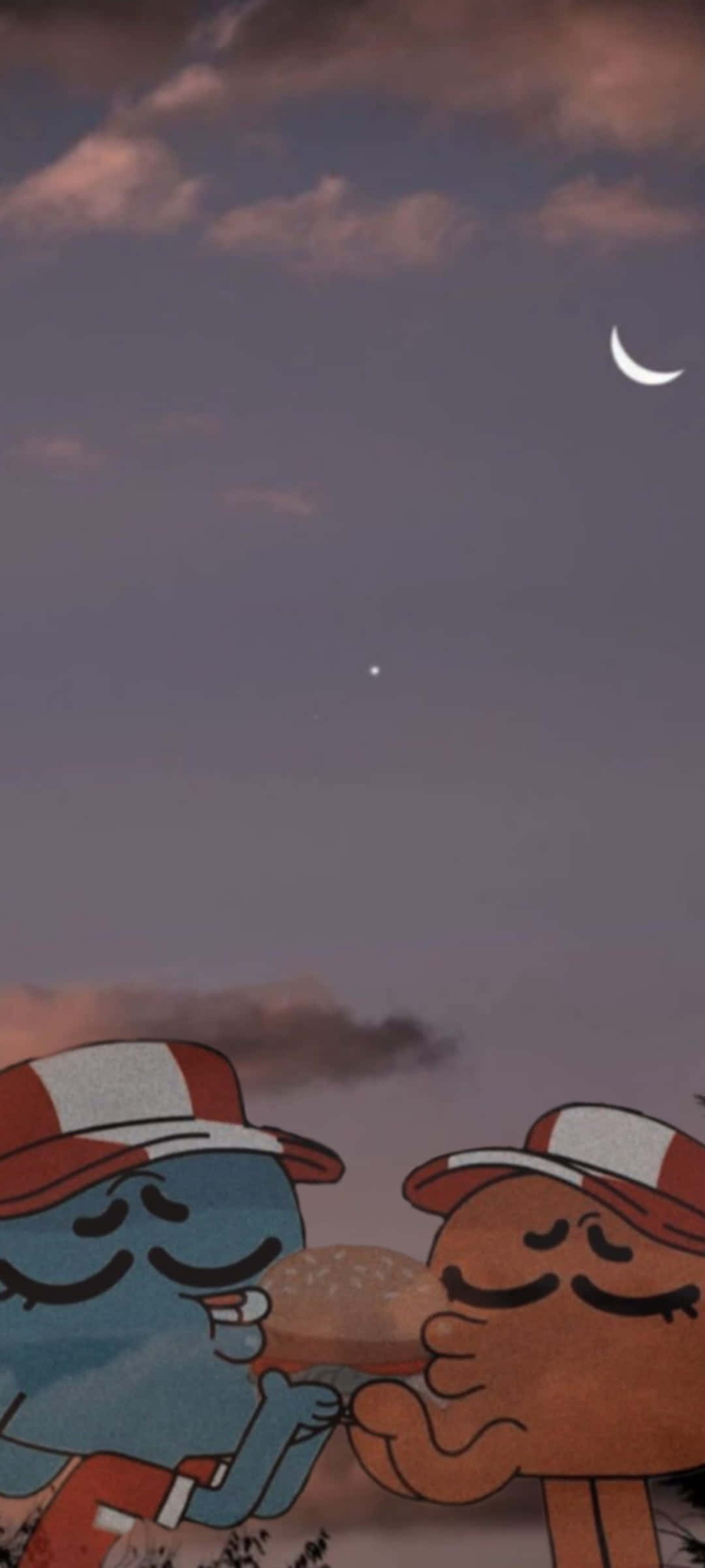 Gumball, Darwin, twilight sky, Full HD Phone Wallpaper