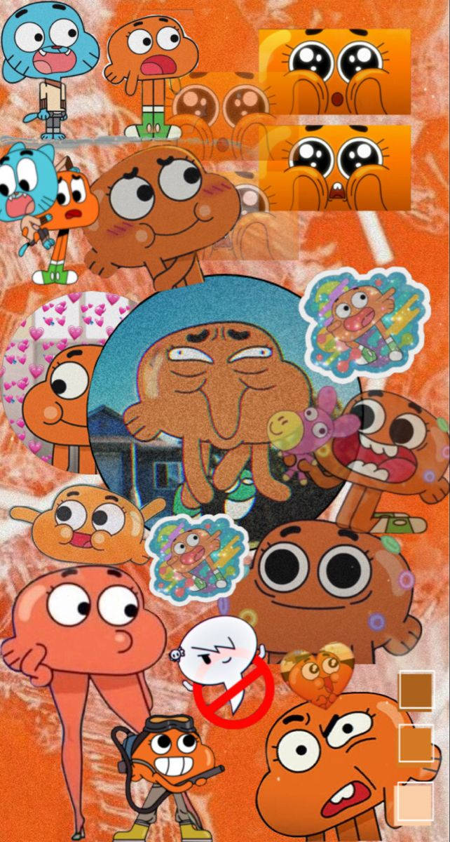 Gumball, Darwin, orange, SD Phone Wallpaper