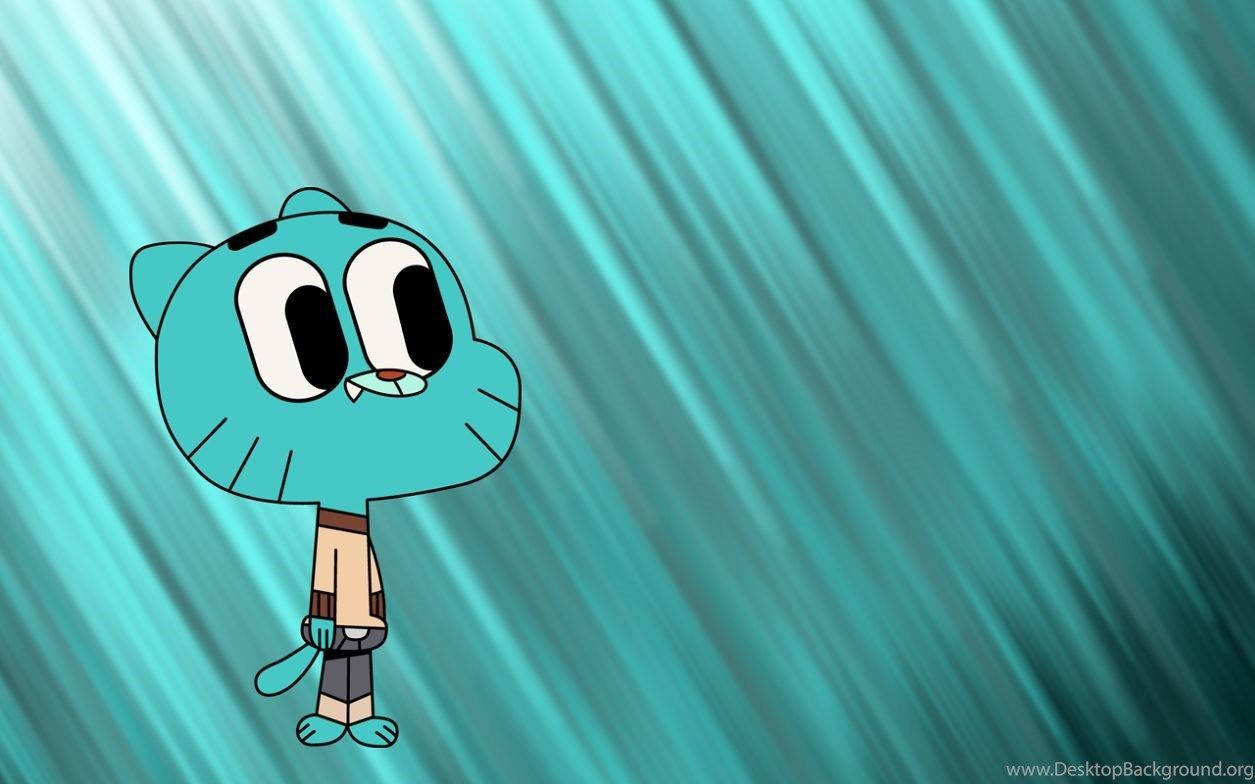 Gumball, turquoise, big eyes, SD Desktop Wallpaper