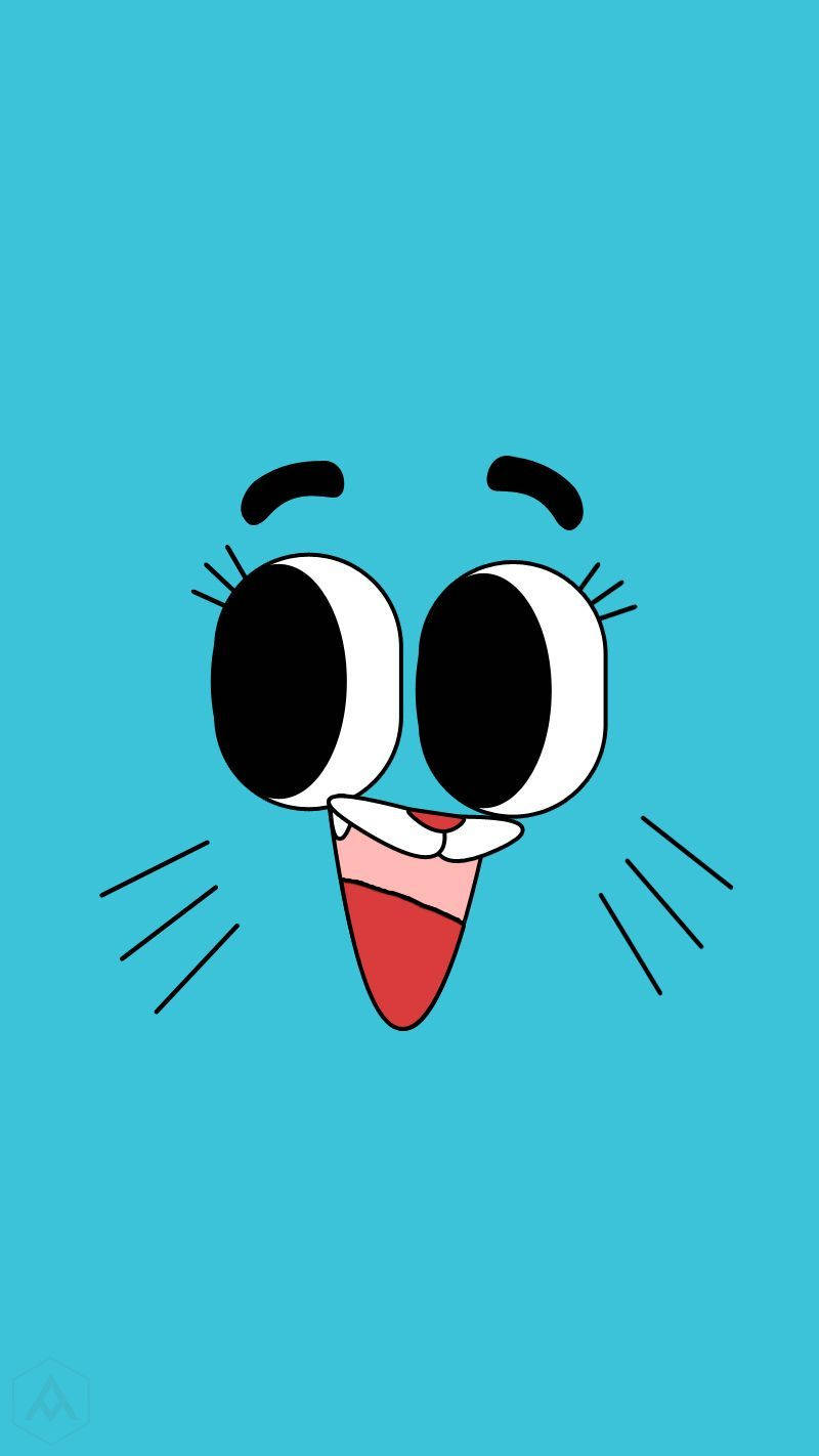 Gumball, cartoon cat face, wide eyes, HD Phone Wallpaper