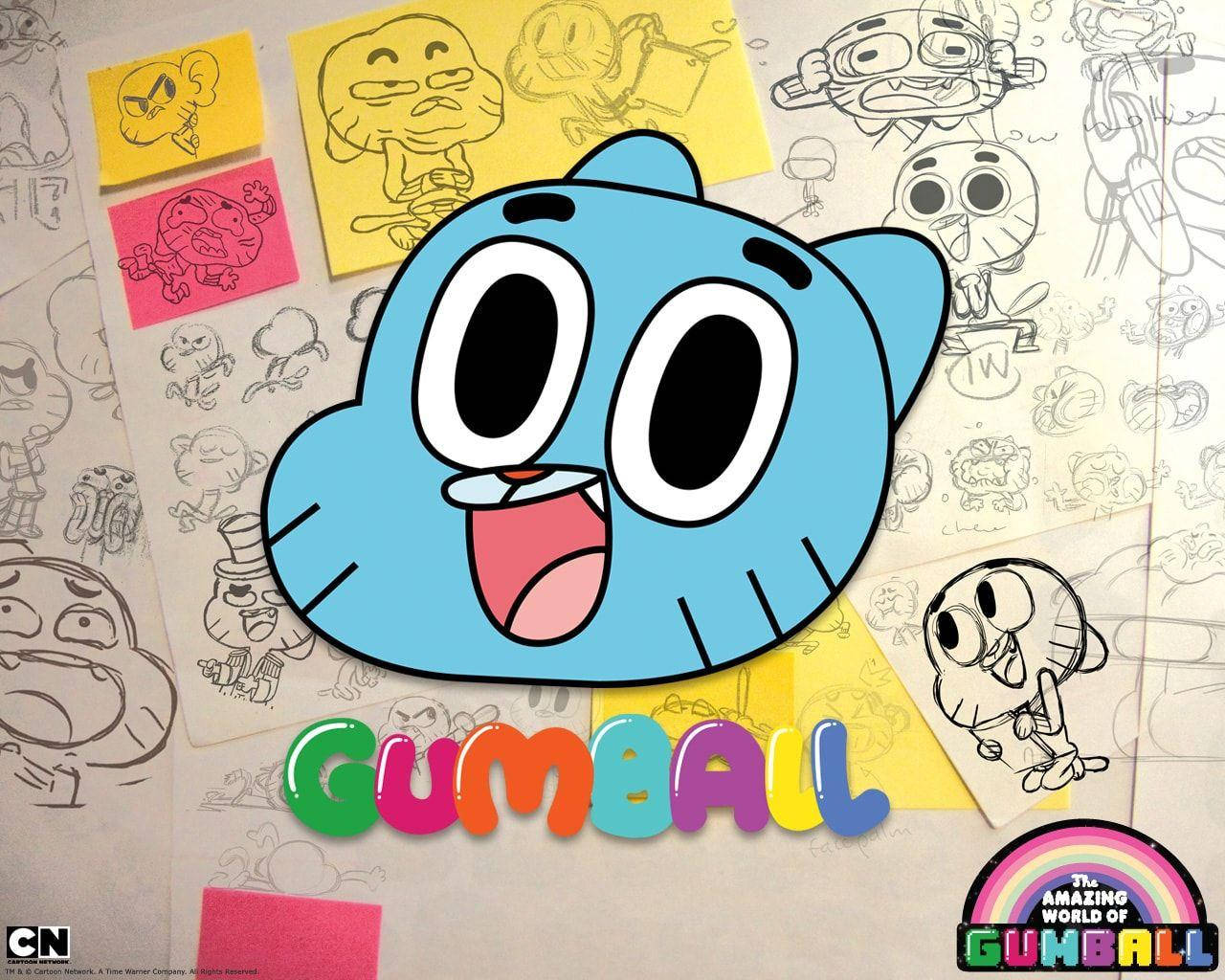 Gumball, blue cartoon cat, big eyes, HD Desktop Wallpaper