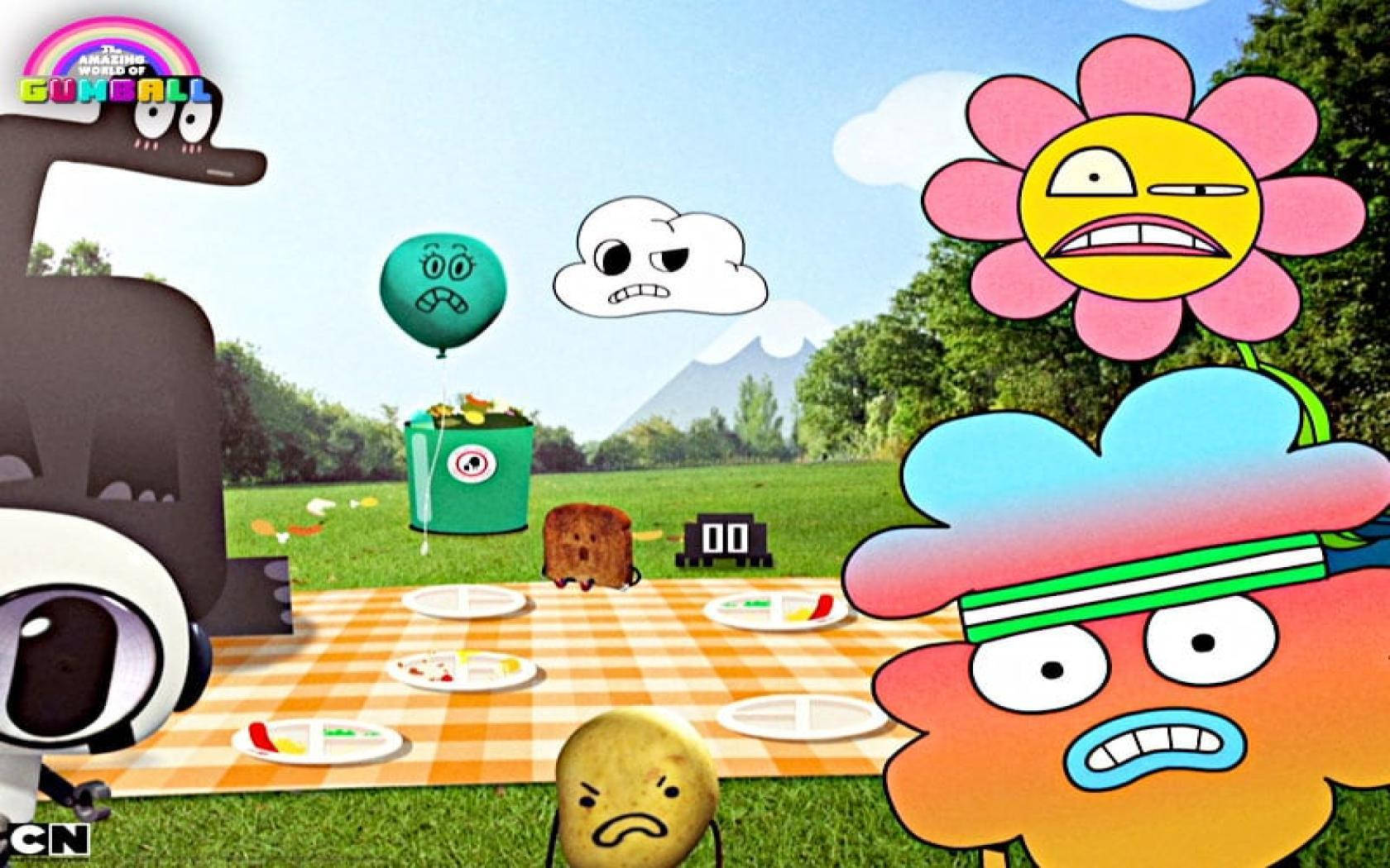 Gumball, picnic, sunny grassy field, HD Desktop Wallpaper