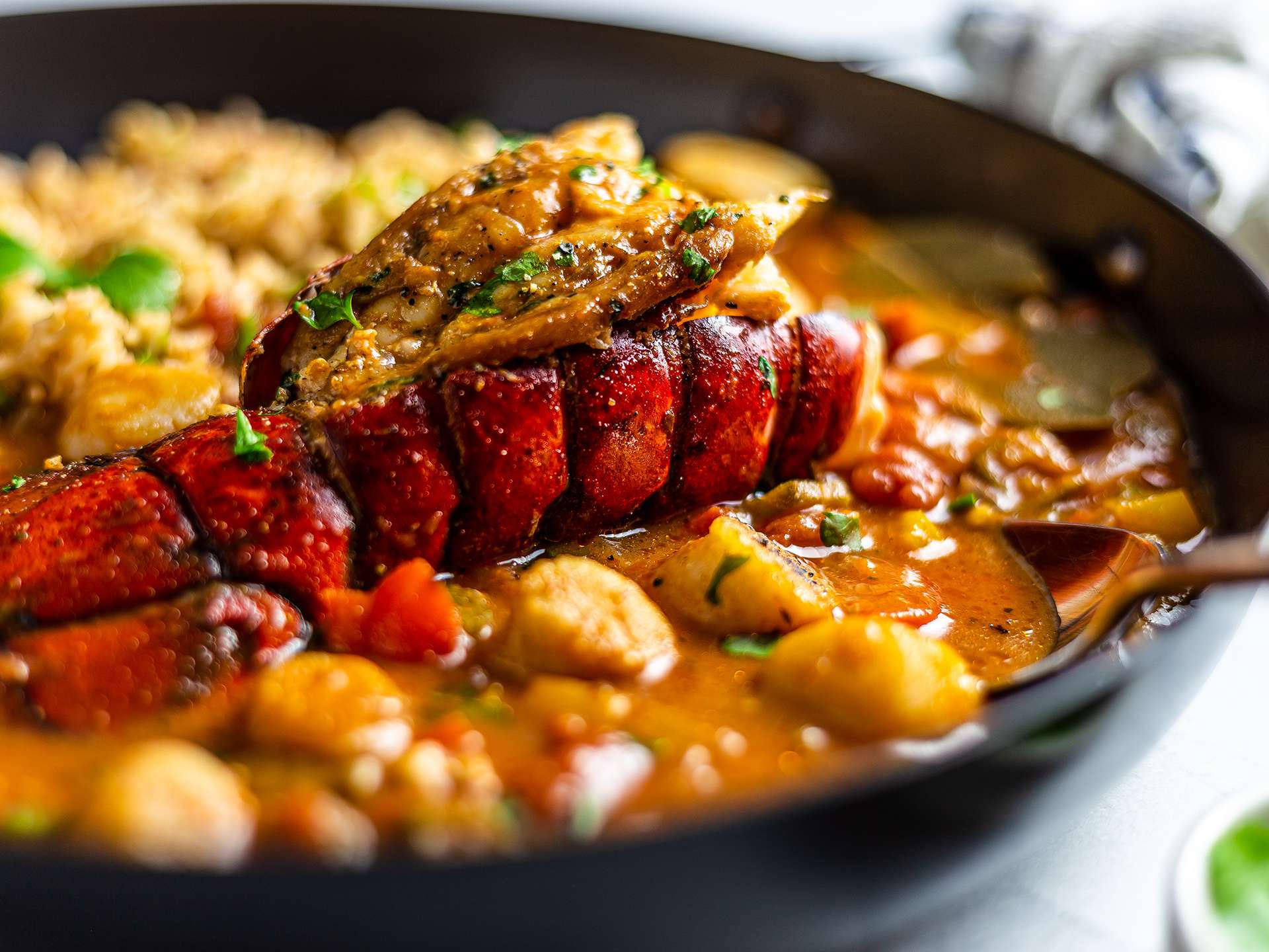 Gumbo, lobster tail, orange stew, Full HD Desktop Wallpaper