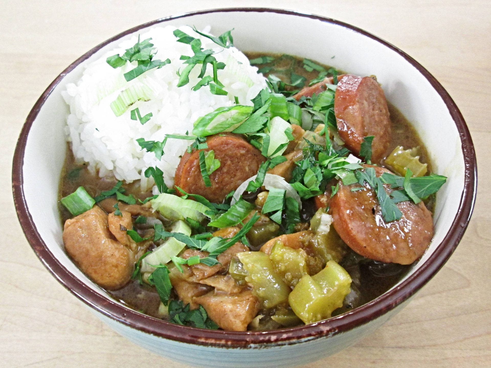 gumbo, rice, sausage, Full HD Desktop Wallpaper