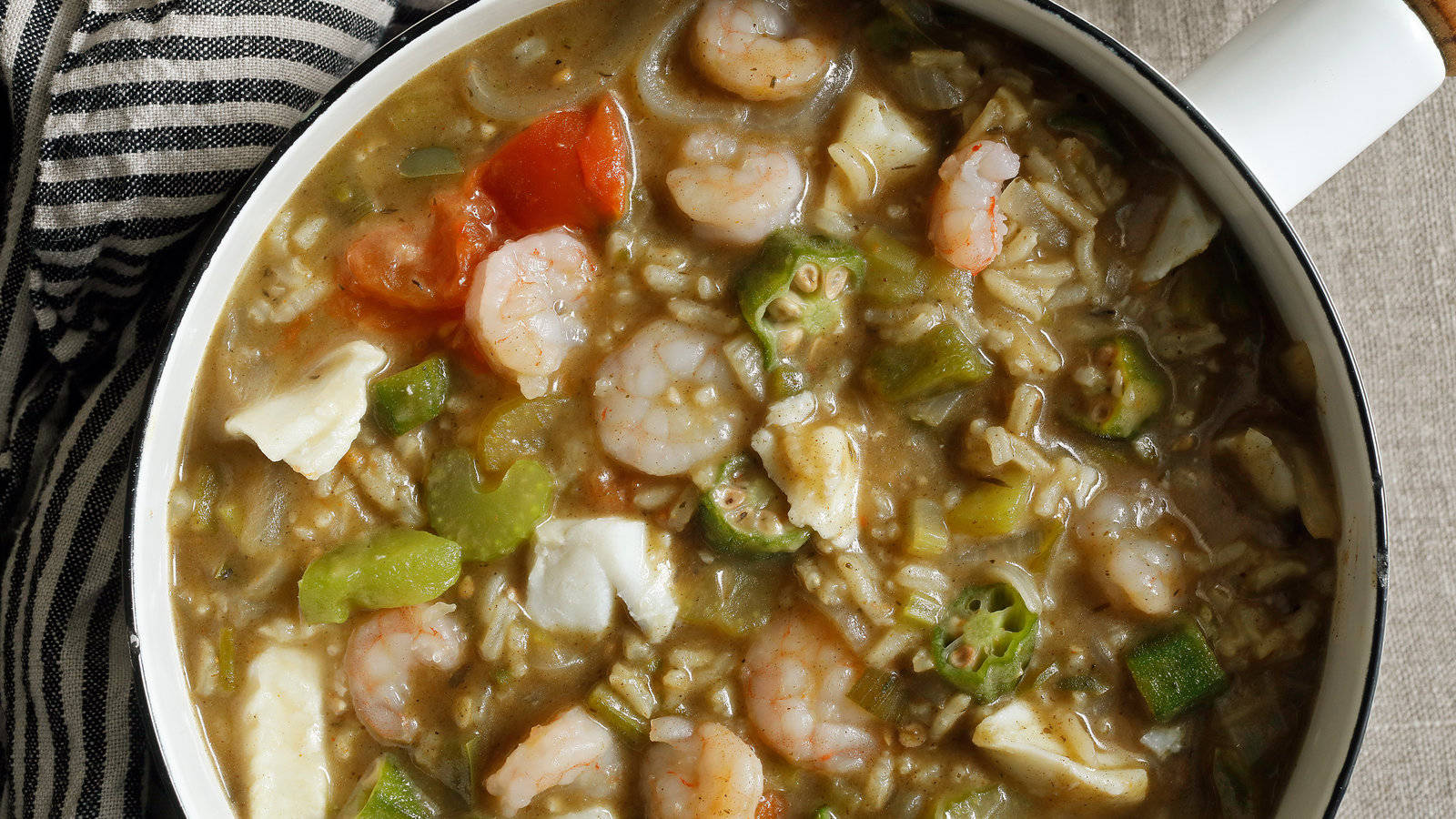 Gumbo, shrimp, vegetables, HD Desktop Wallpaper