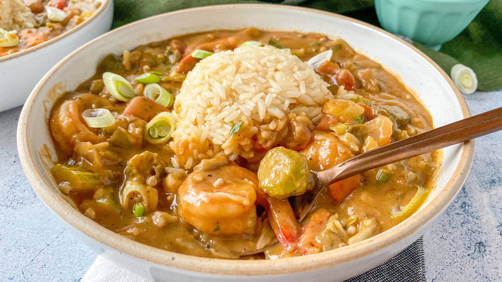 gumbo, rice, huge bowl, HD Desktop Wallpaper