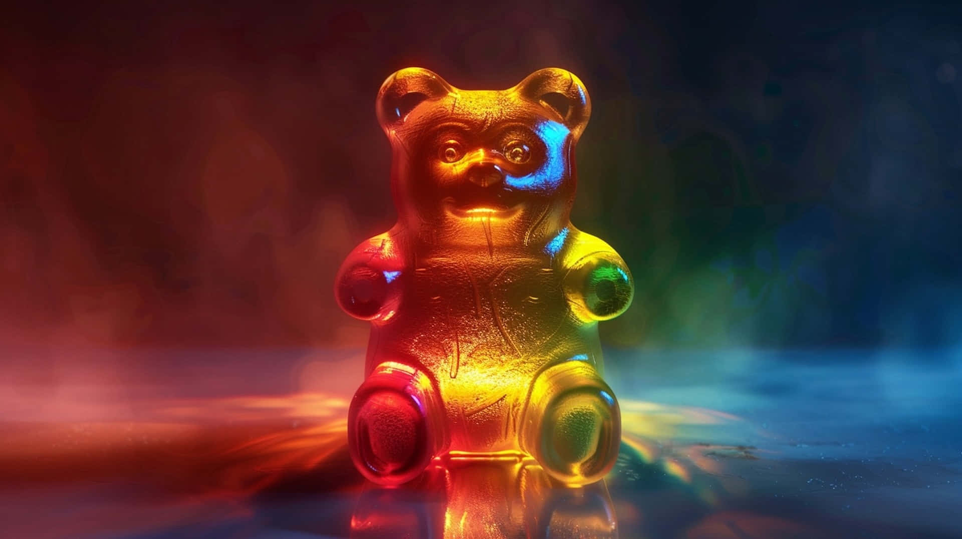 illuminated gummy bear, rainbow hues, translucent, Full HD Desktop Wallpaper