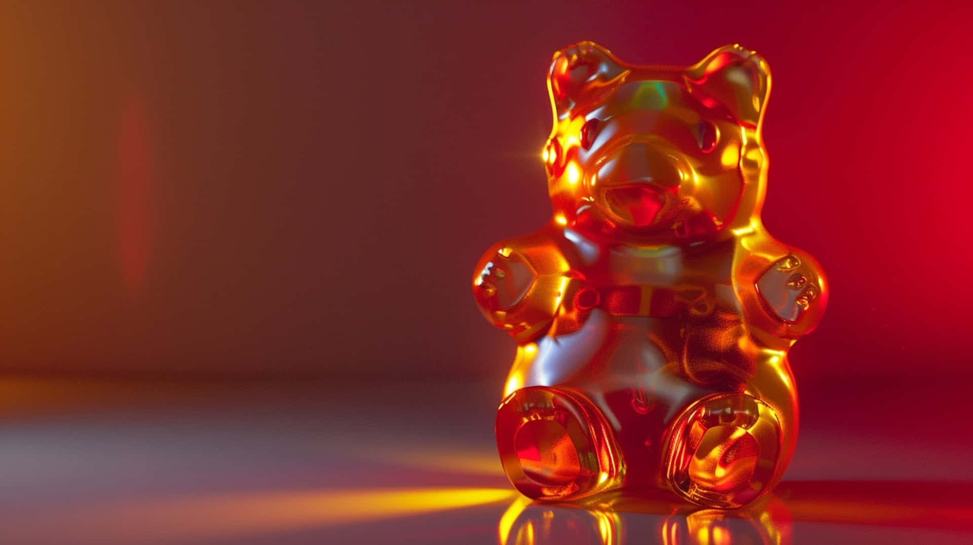gummy bear, red backdrop, glossy translucent, Full HD Desktop Wallpaper