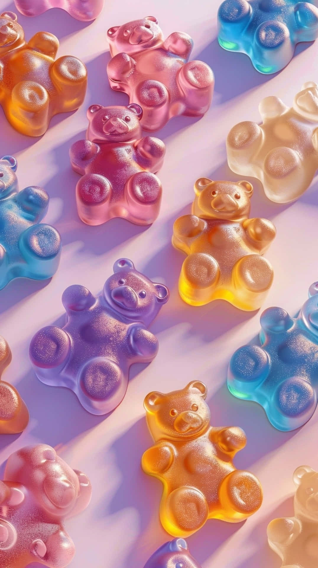 colorful gummy bears, translucent, pastel hues, Full HD Phone Wallpaper