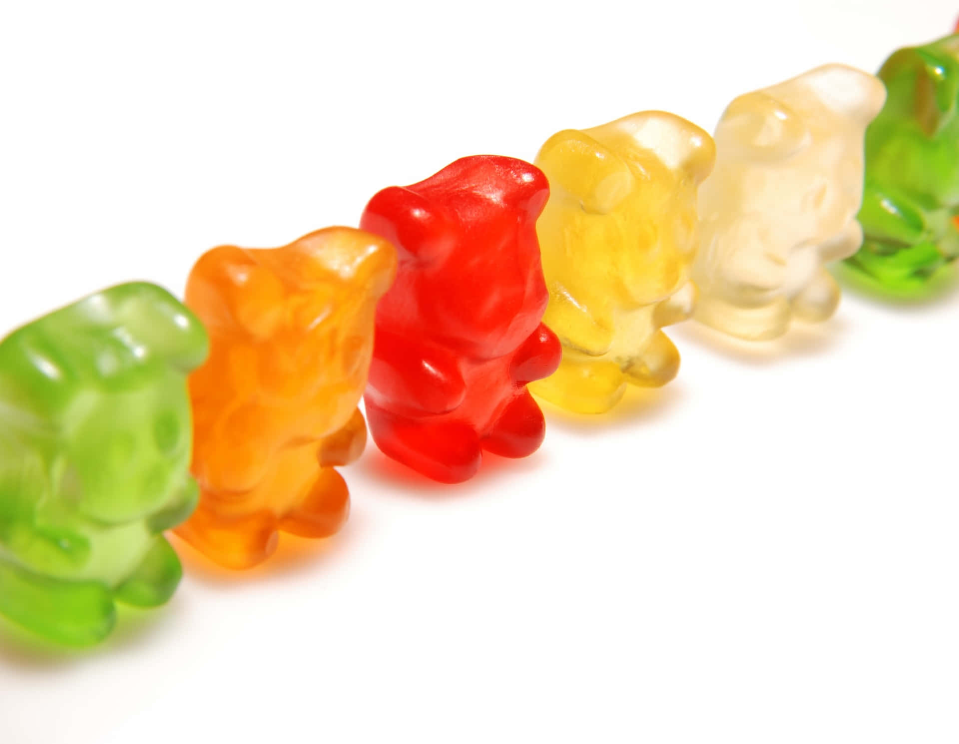 colorful gummy bears, green, orange, Full HD Desktop Wallpaper