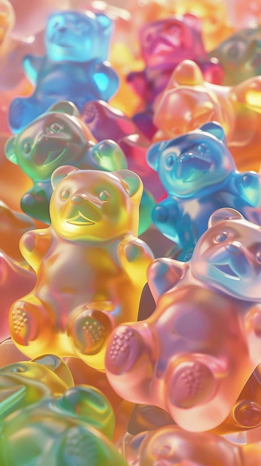 Colorful Gummy Bears, rainbow hues, translucent, Full HD Phone Wallpaper