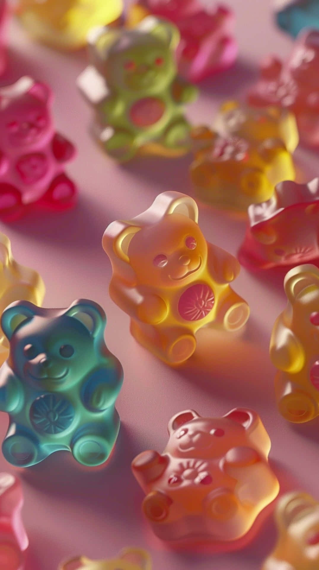 Colorful Gummy Bears, translucent gummy bears, pastel hues, Full HD Phone Wallpaper