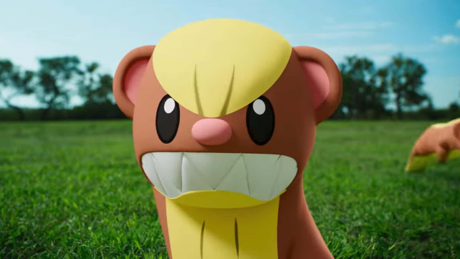 Plushie Gumshoos, yellow mohawk, wide grin, HD Desktop Wallpaper