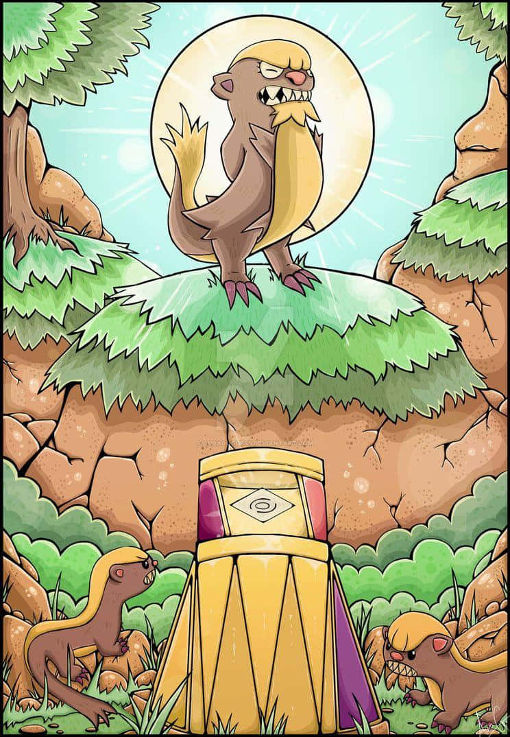 Gumshoos, brown creature, yellow mane and beard, SD Phone Wallpaper