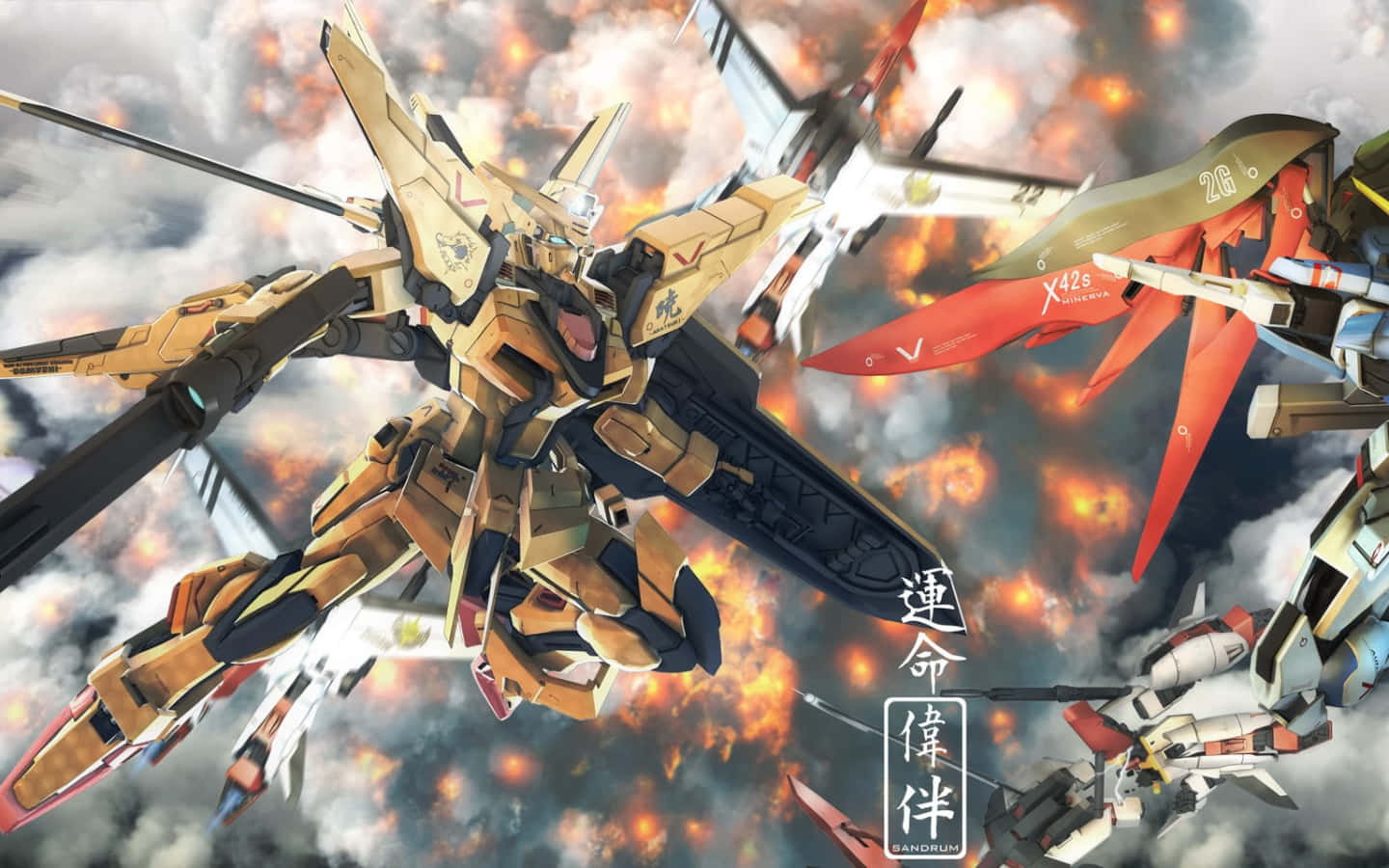 Gundam, Golden, Red, HD Desktop Wallpaper