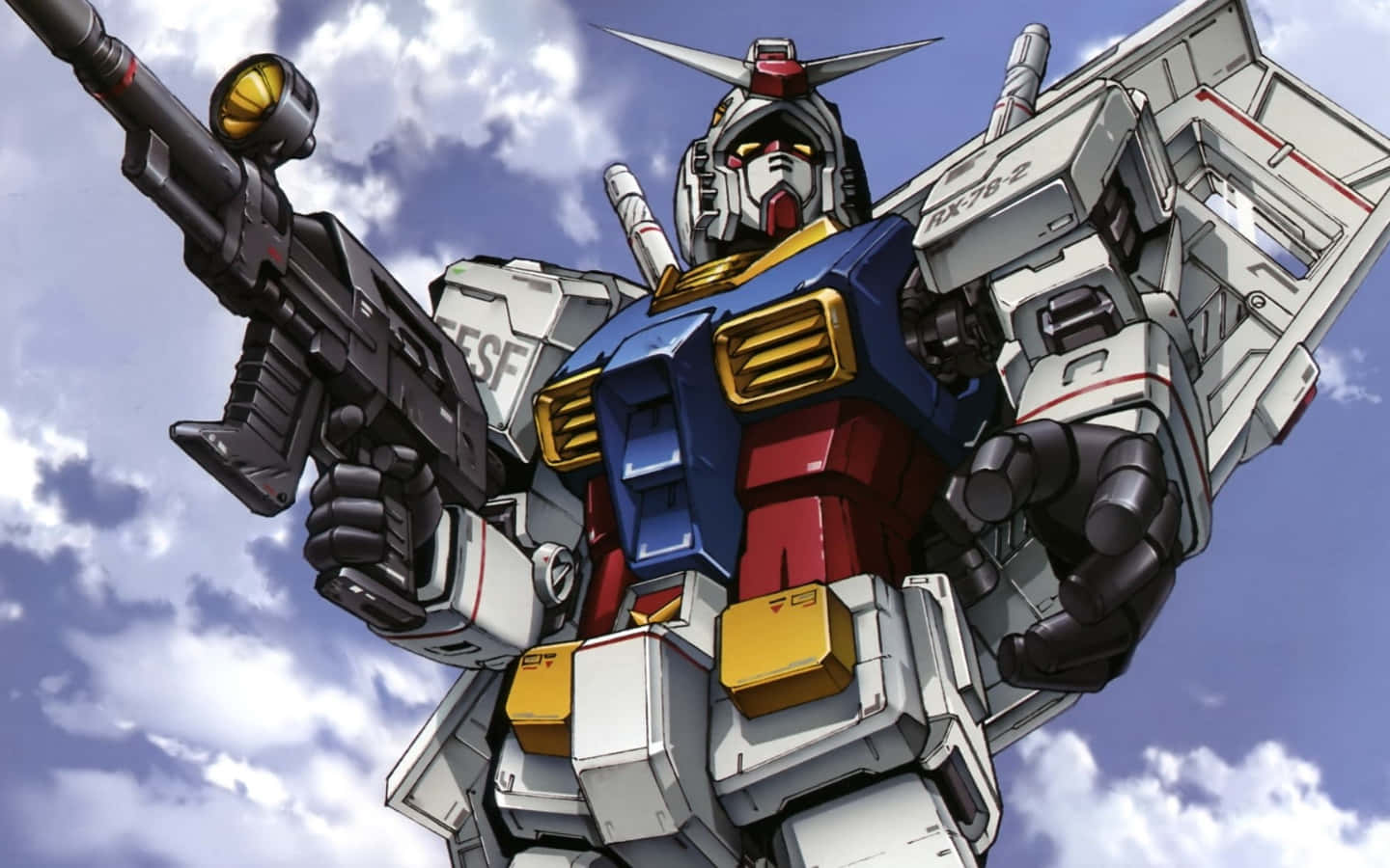 Gundam, blue red and white, rifle, HD Desktop Wallpaper