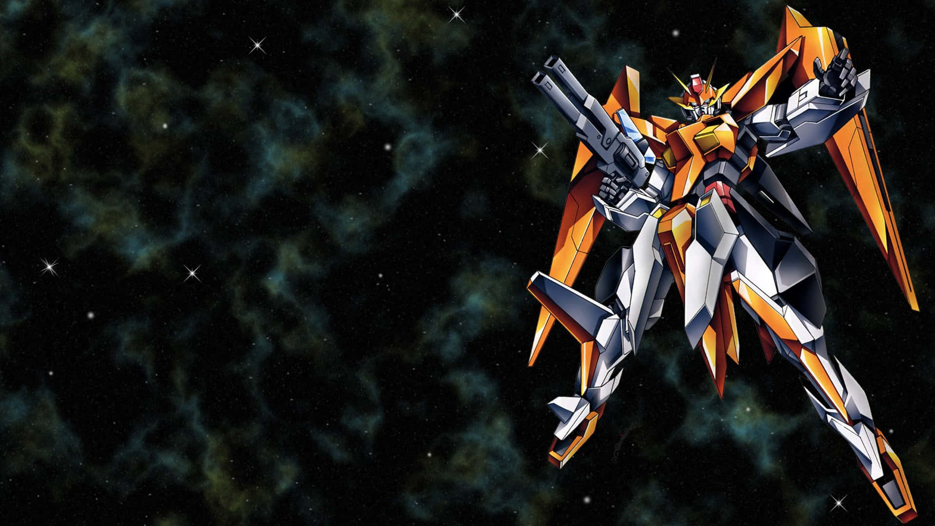 Gundam, orange and white, golden and silver, Full HD Desktop Wallpaper
