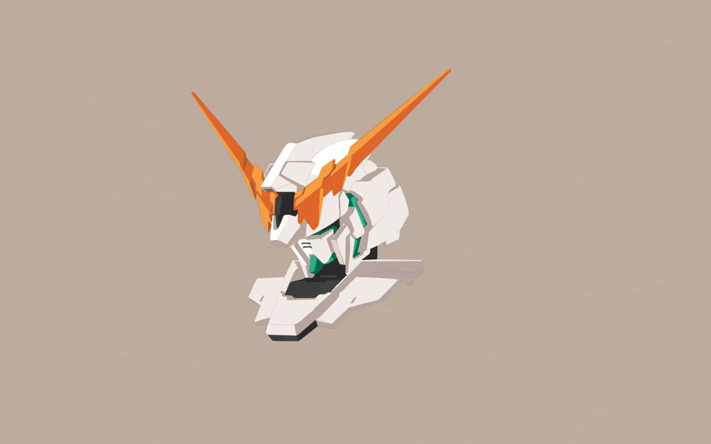 Gundam Desktop, sleek white and orange mech, angular horns, HD Desktop Wallpaper