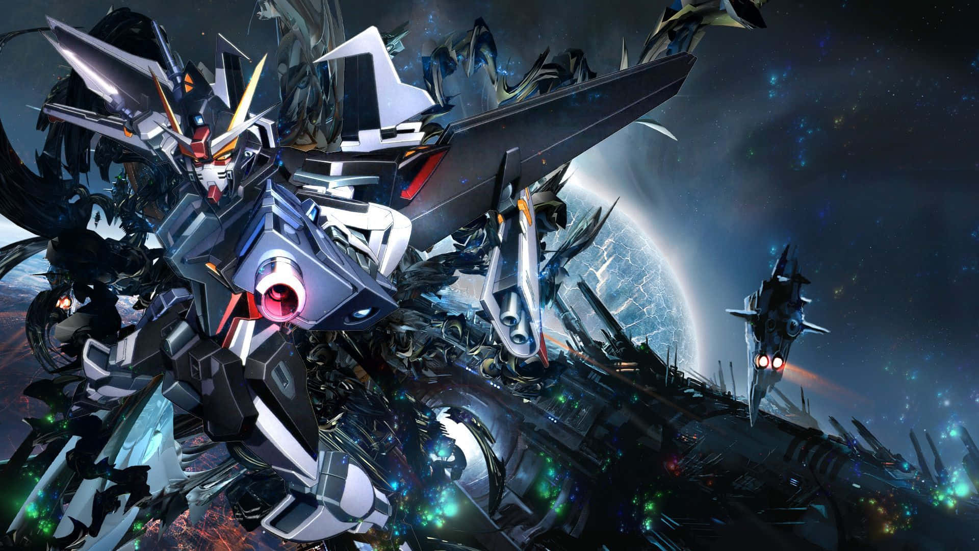 Gundam, silver, black, Full HD Desktop Wallpaper