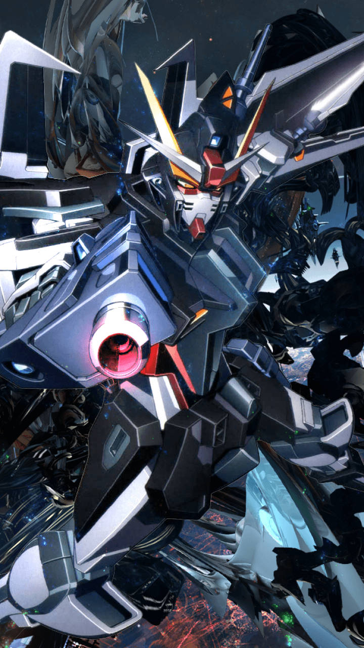 Gundam, silver and black mech, glowing red eyes, HD Phone Wallpaper