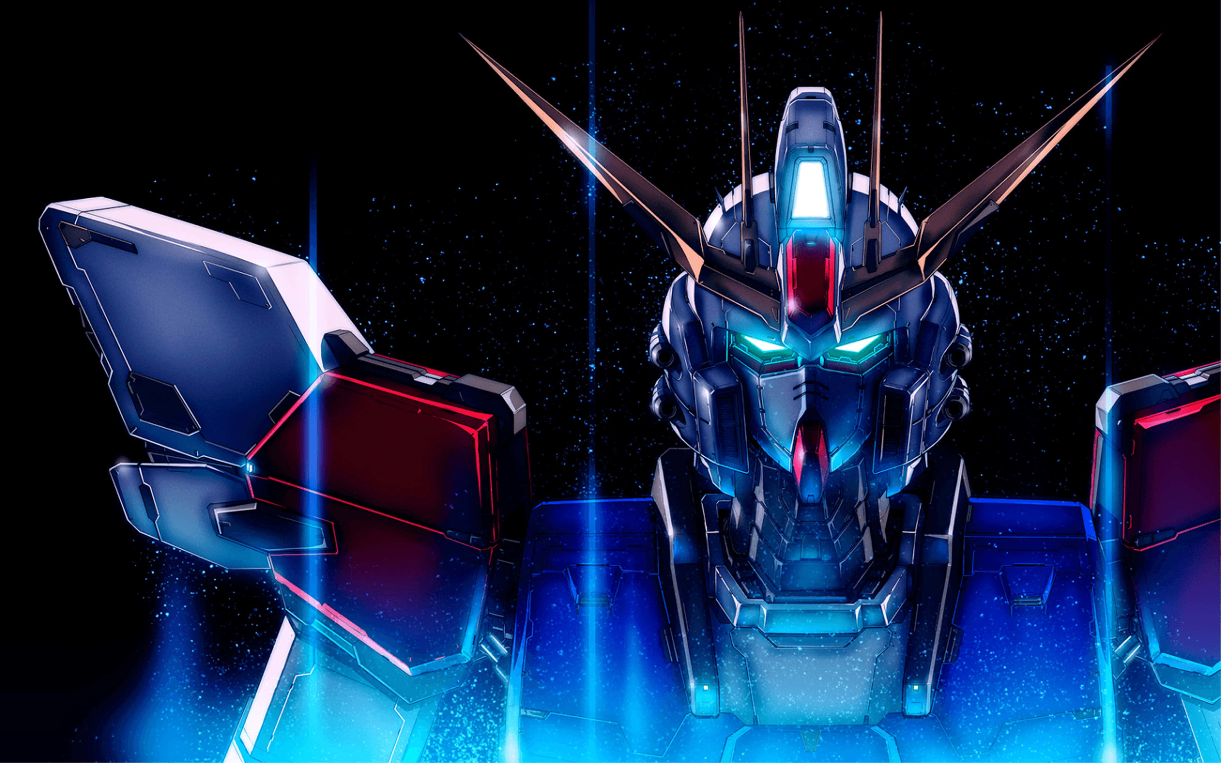Gundam, blue and red, glowing, 4K Desktop Wallpaper