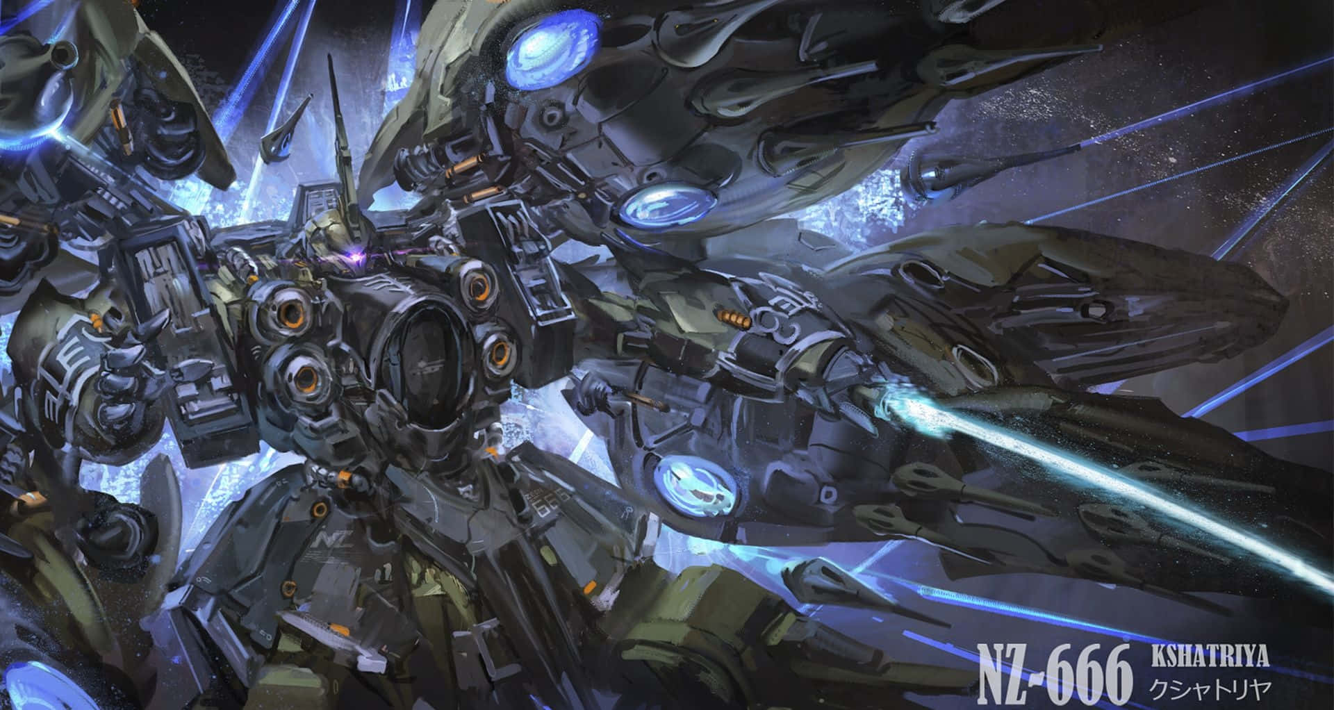 Gundam Unicorn, glowing blue eyes, energy beams, Full HD Desktop Wallpaper