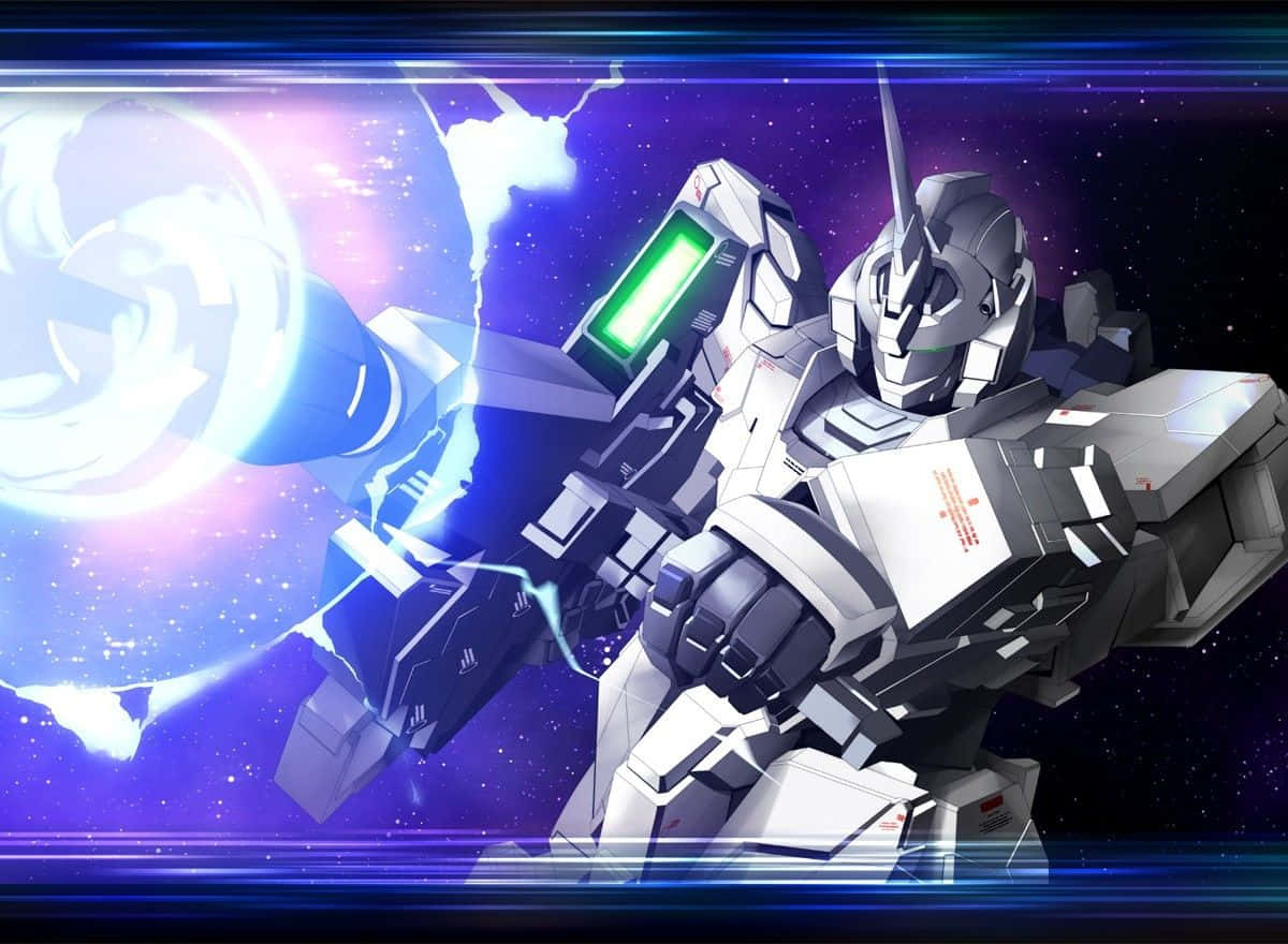 Gundam Unicorn, silver, glowing beam, SD Desktop Wallpaper