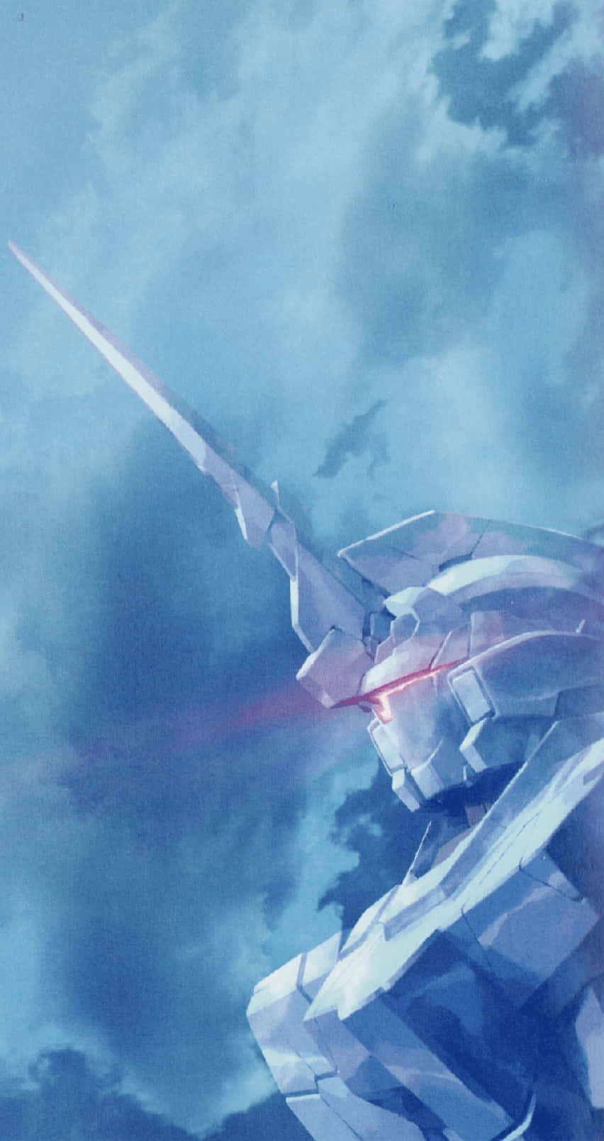 Gundam Unicorn, silver mobile suit, glowing red eye, HD Phone Wallpaper