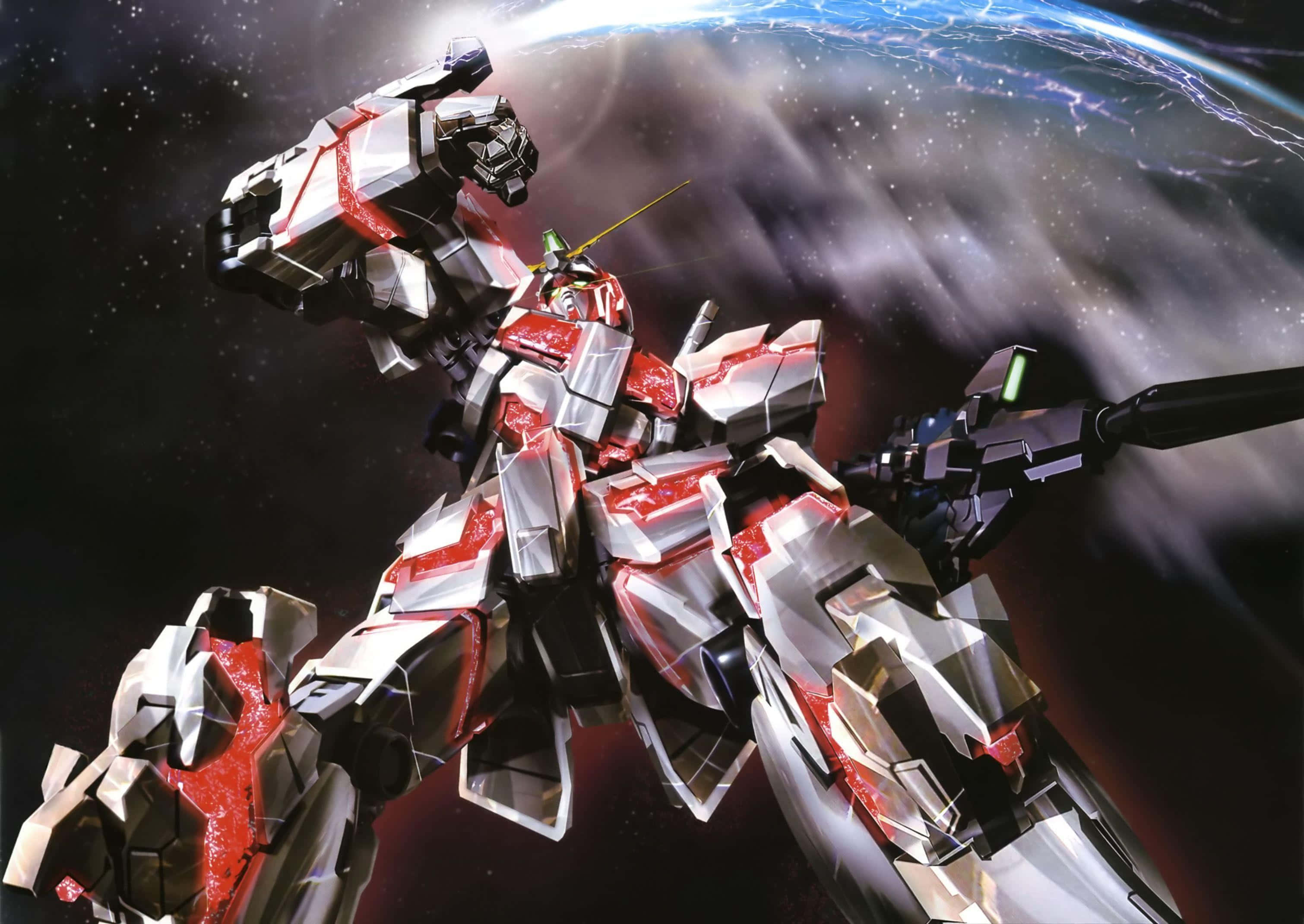 Gundam Unicorn, red, silver, 2K Desktop Wallpaper