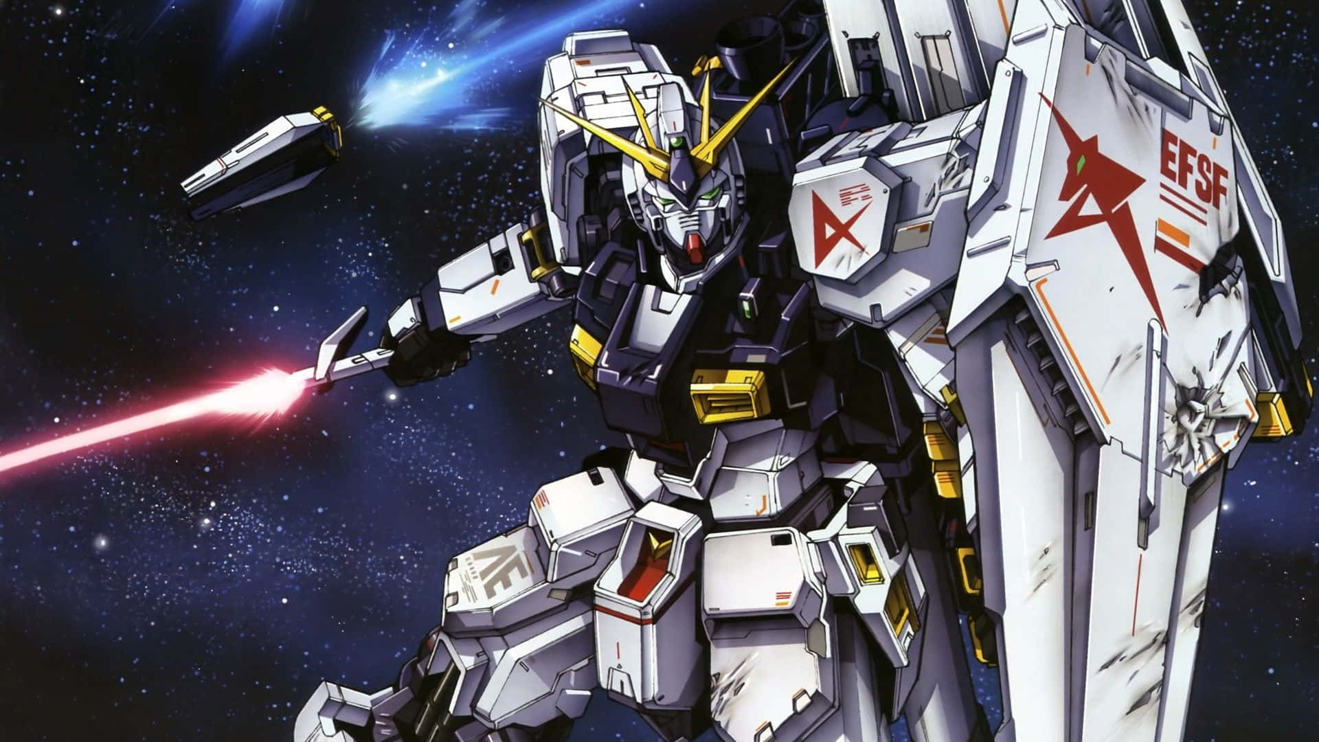 Gundam Unicorn, white and gold, red beam, Full HD Desktop Wallpaper