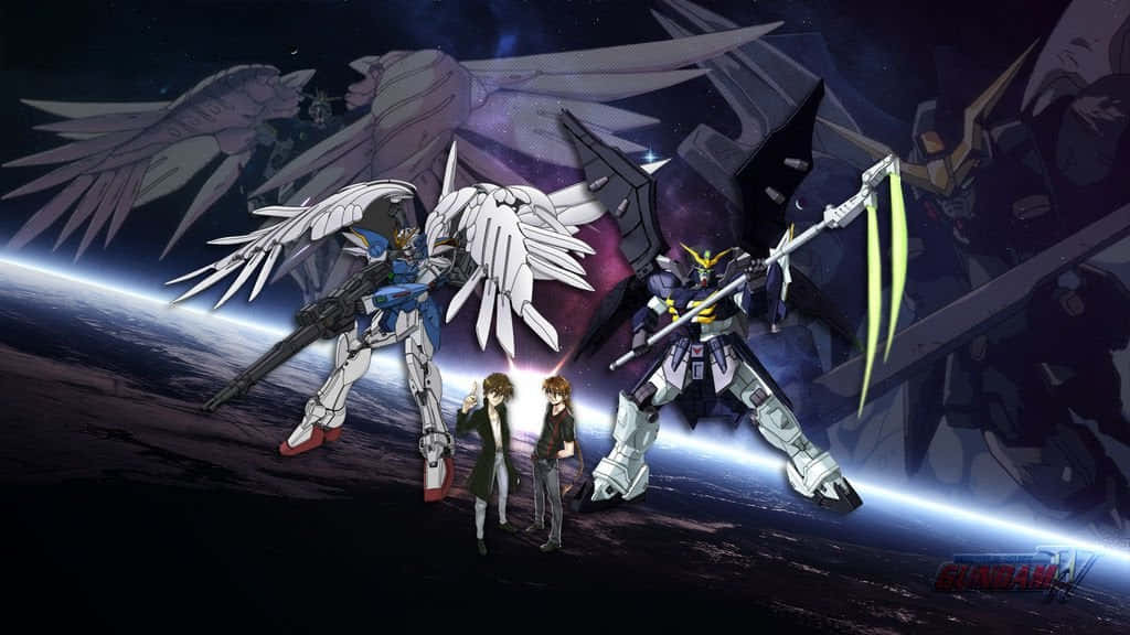 Gundam Wing, angelic wings, giant mecha, SD Desktop Wallpaper