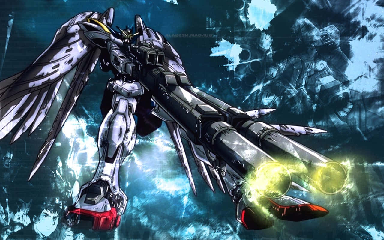 Gundam Wing, white and black mobile suit, wing-like armor, HD Desktop Wallpaper