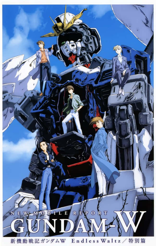 Gundam Wing, anime series, five anime characters, SD Phone Wallpaper