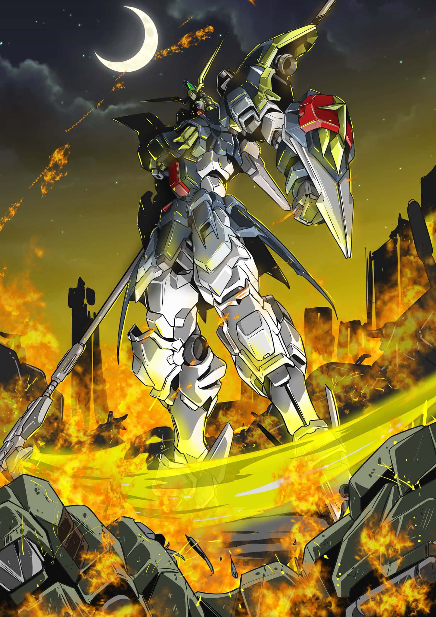 Gundam Wing, silver, green, Full HD Phone Wallpaper