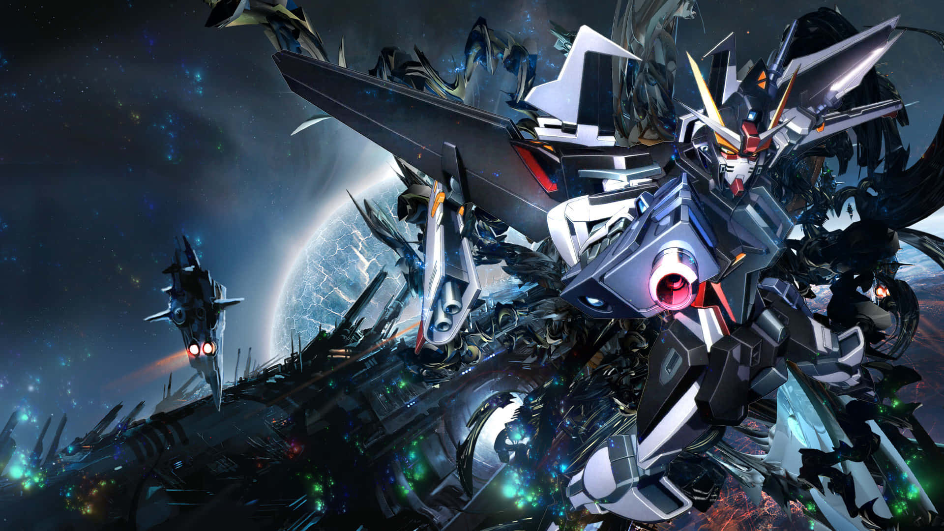 Gundam Wing, silver, black, Full HD Desktop Wallpaper