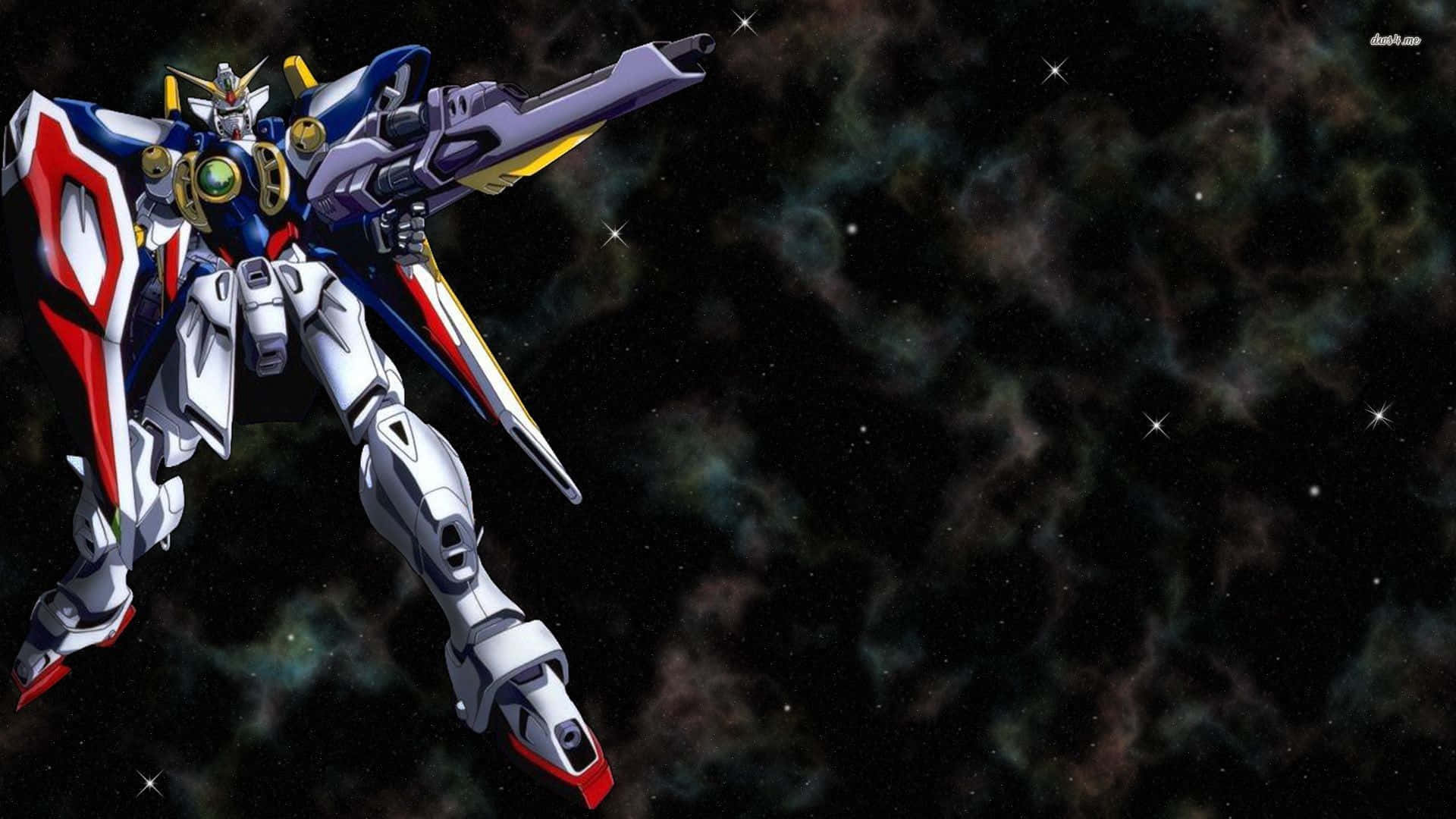 Gundam Wing, blue white and red mobile suit, beam rifle, Full HD Desktop Wallpaper