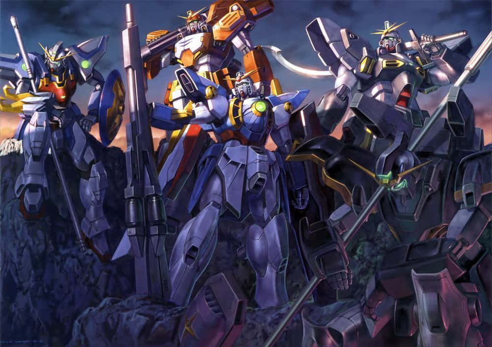 Gundam Wing, mecha robots, twilight sky, SD Desktop Wallpaper
