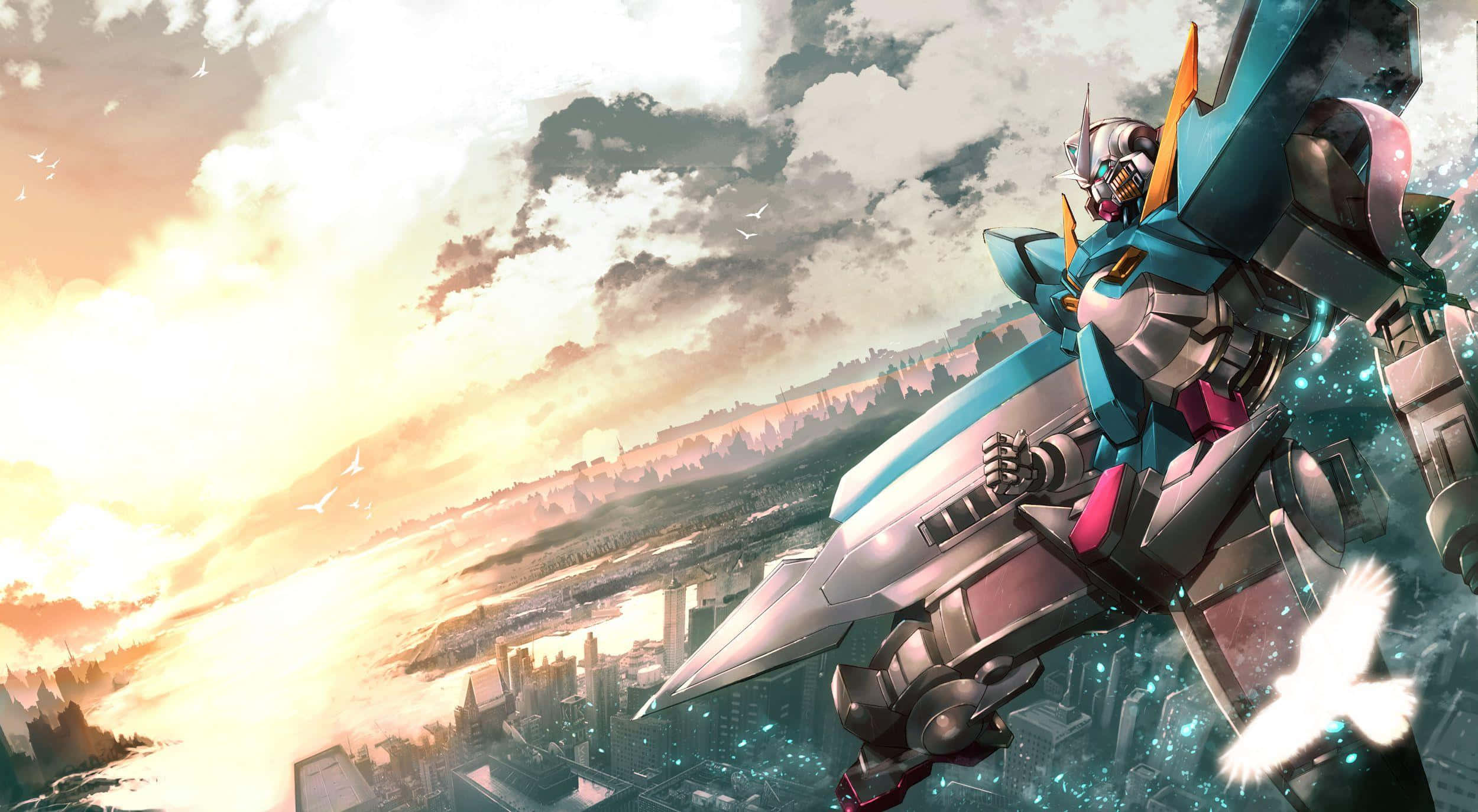 Gundam, teal, mobile suit, Full HD Desktop Wallpaper