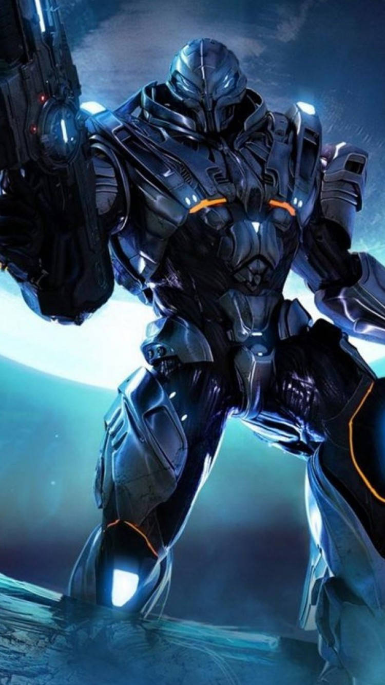 Gundam, dark metallic suit, glowing orange accents, HD Phone Wallpaper
