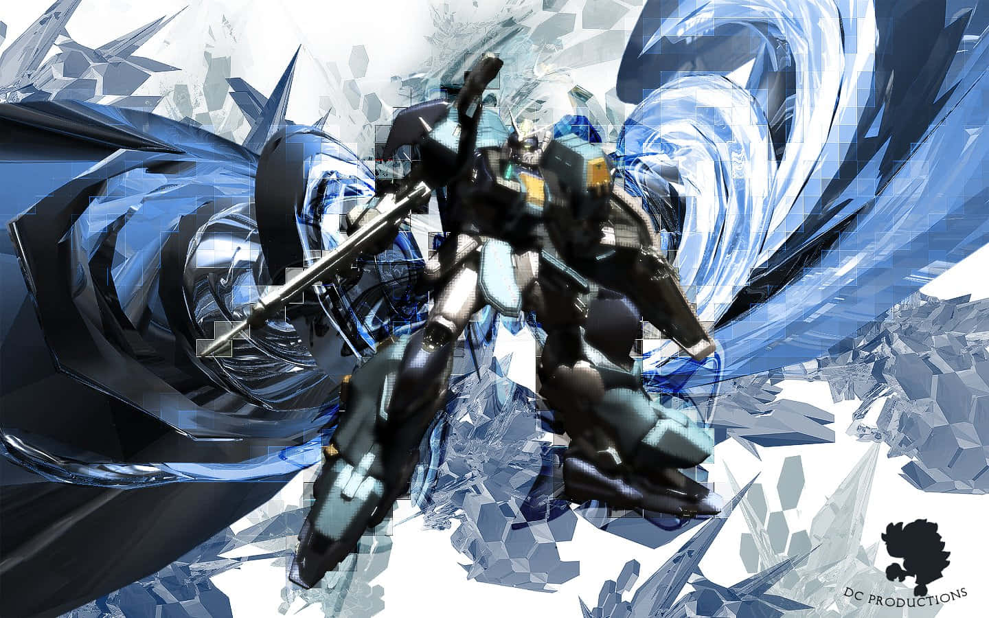 Gundam, blue and black, mech, HD Desktop Wallpaper