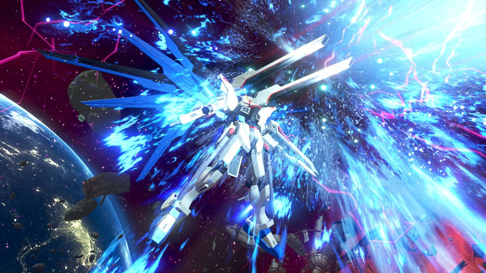 White Gundam, mobile suit, space, Full HD Desktop Wallpaper