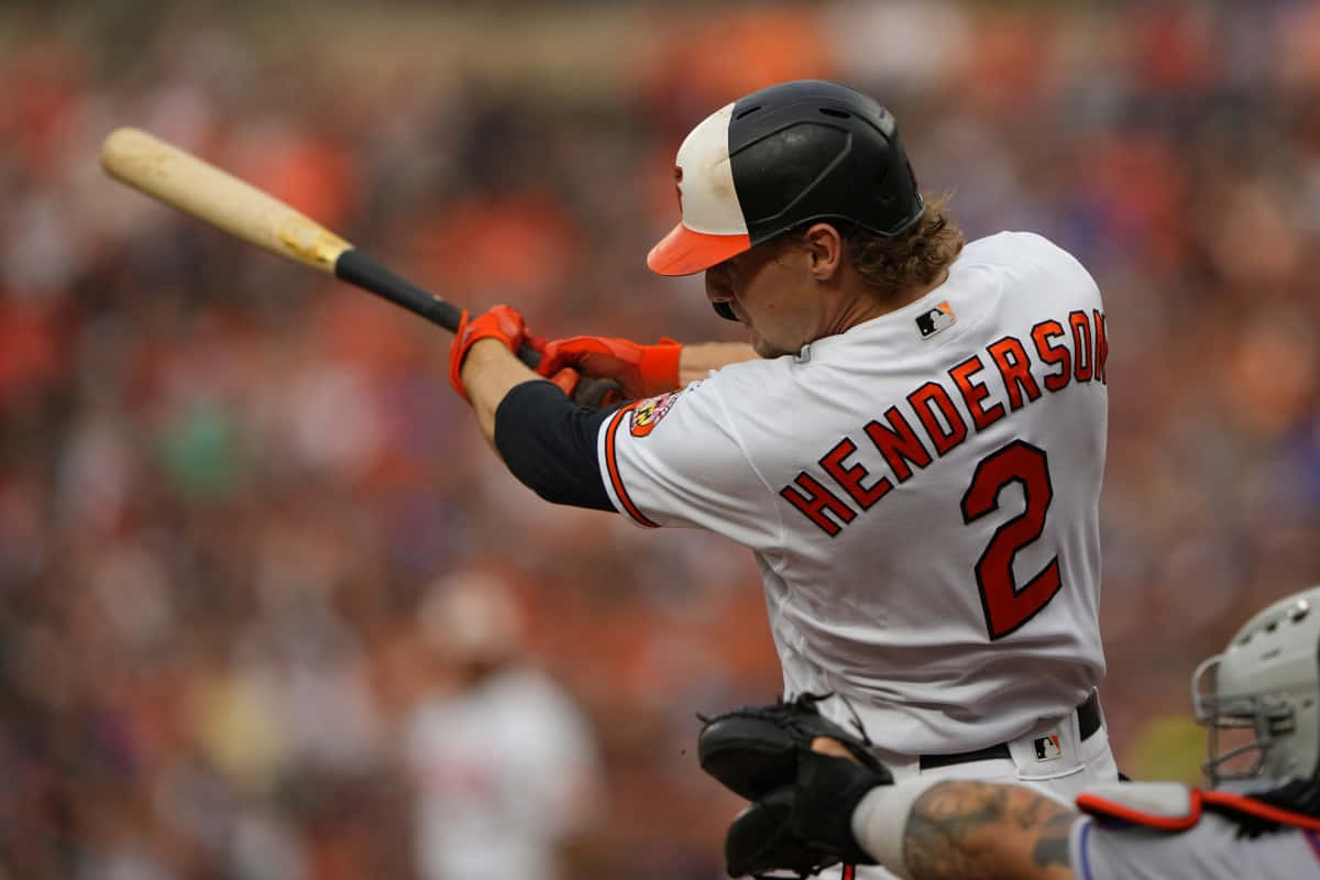 Gunnar Henderson, swing action, baseball player, SD Desktop Wallpaper
