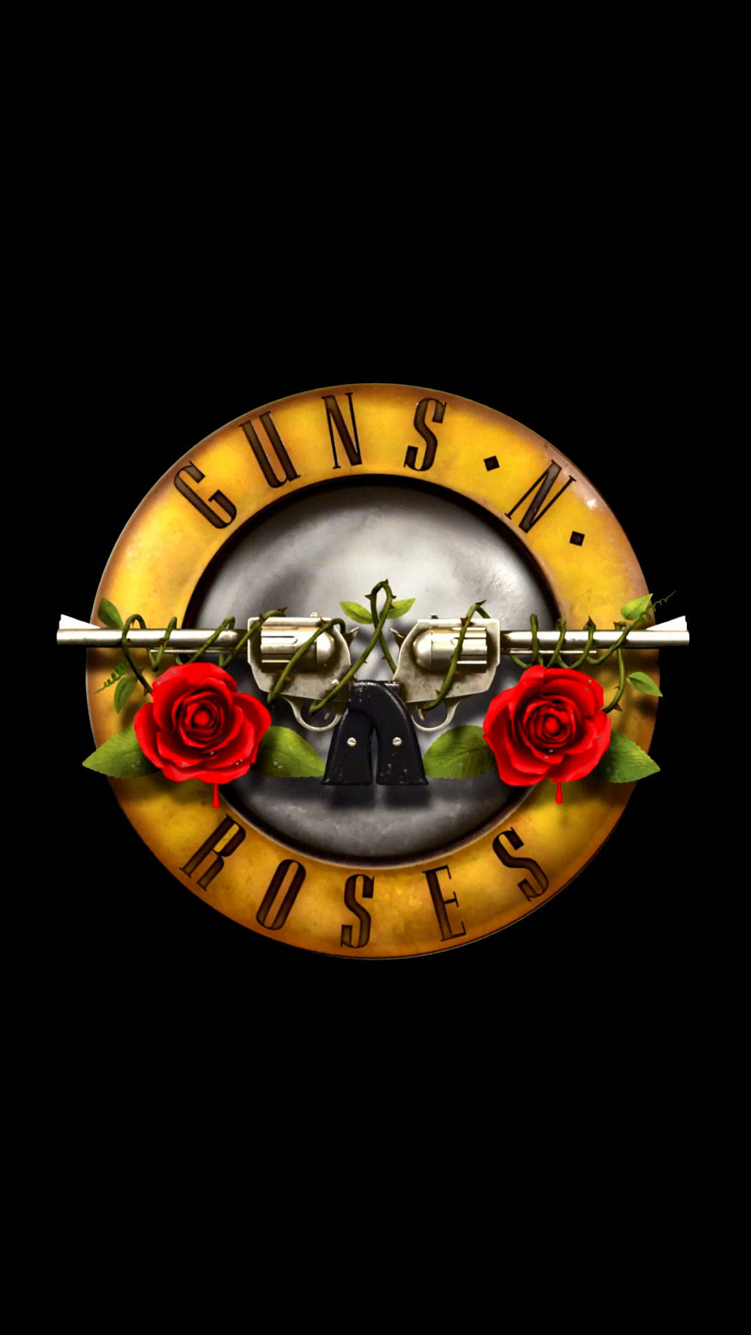 Guns N Roses, silver revolver, barbed wire, Full HD Phone Wallpaper