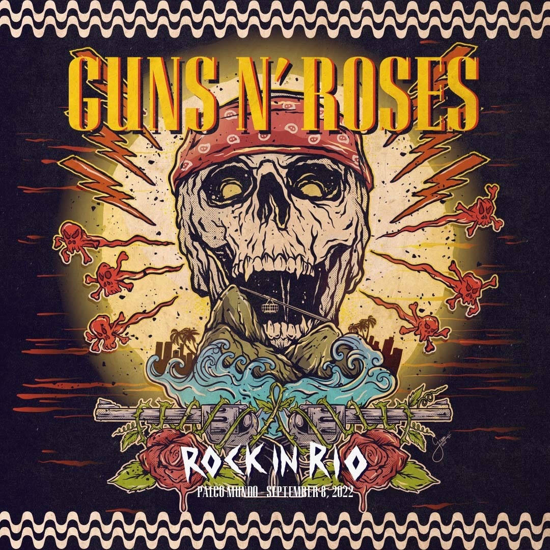Guns N Roses, skull, bandana, SD Desktop Wallpaper