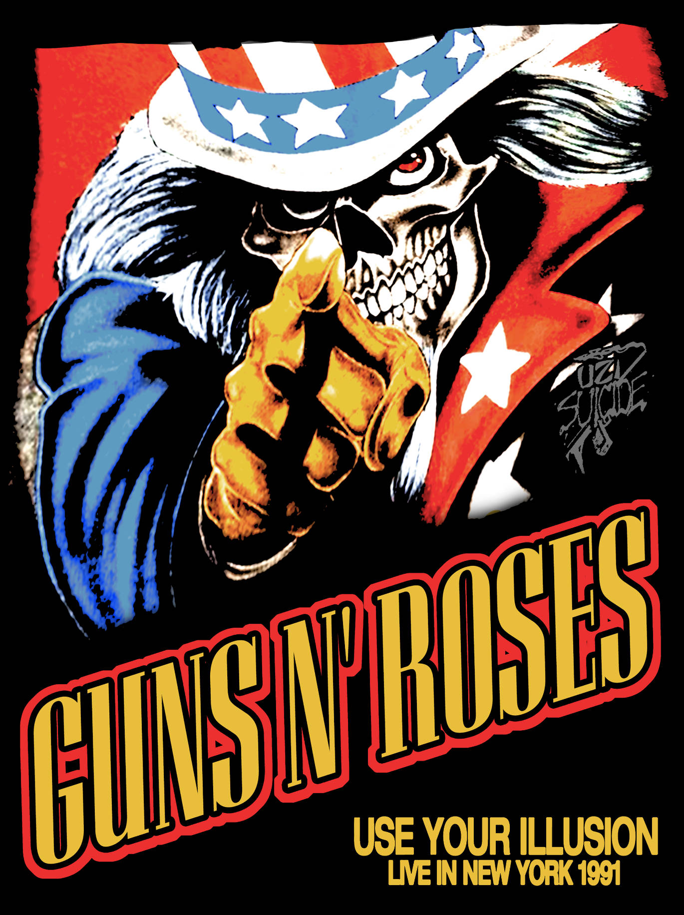 Guns N' Roses, skull, American flag hat, HD Phone Wallpaper