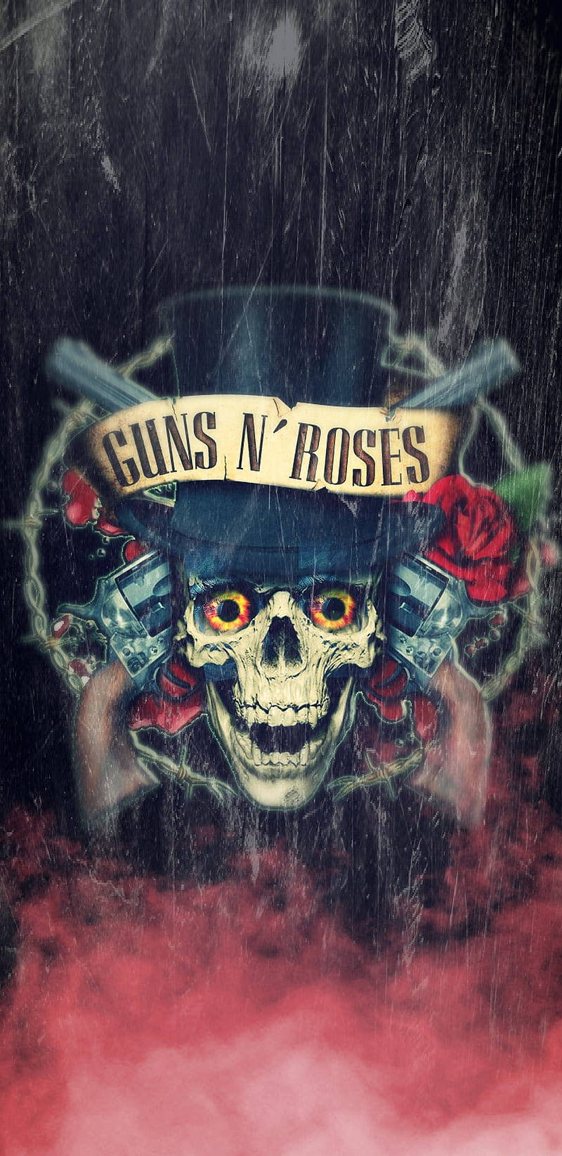 Guns N' Roses, skull in a top hat, roses, HD Phone Wallpaper
