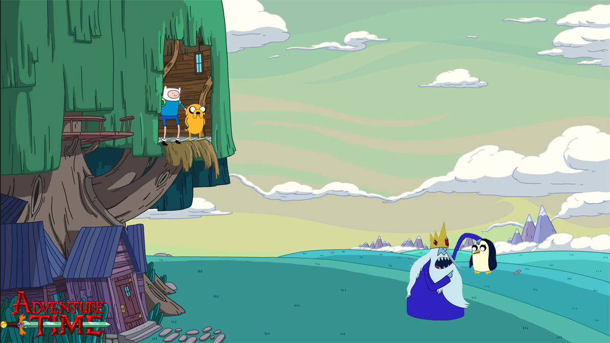 Gunter, Adventure Time, treehouse ledge, SD Desktop Wallpaper