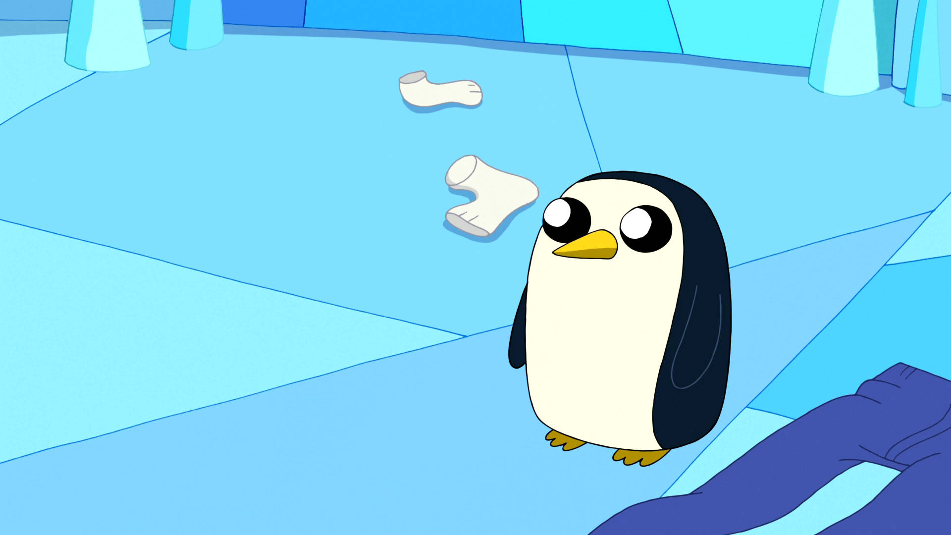 Gunter, Adventure Time, blue icy room, Full HD Desktop Wallpaper