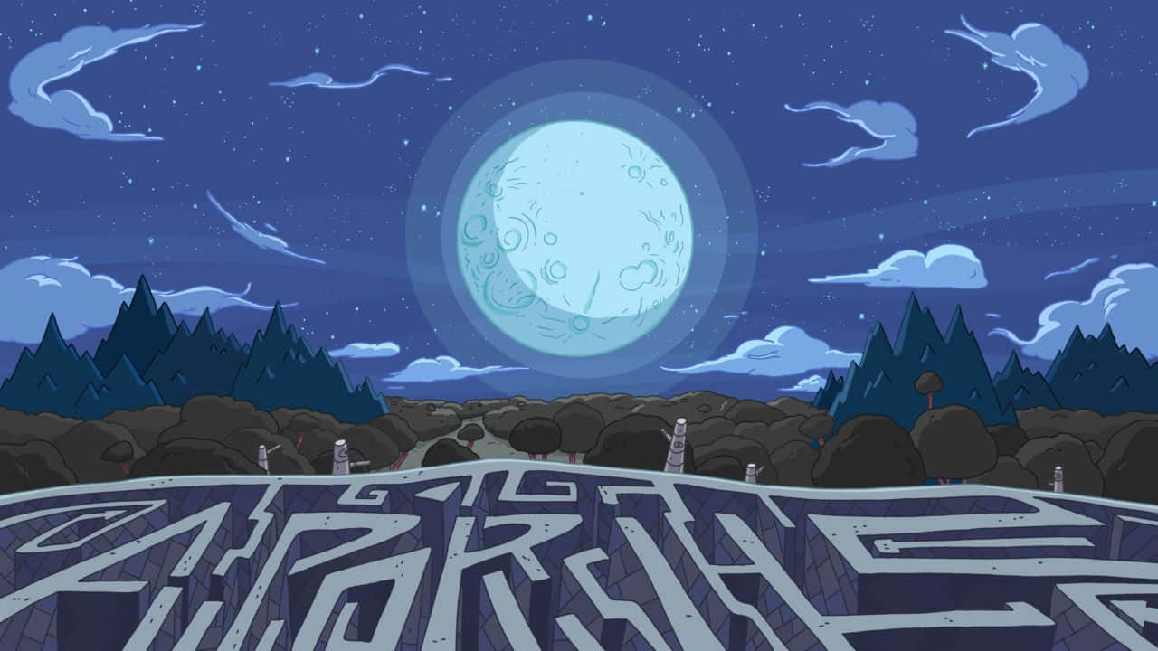 Adventure Time, moon, maze-like landscape, HD Desktop Wallpaper