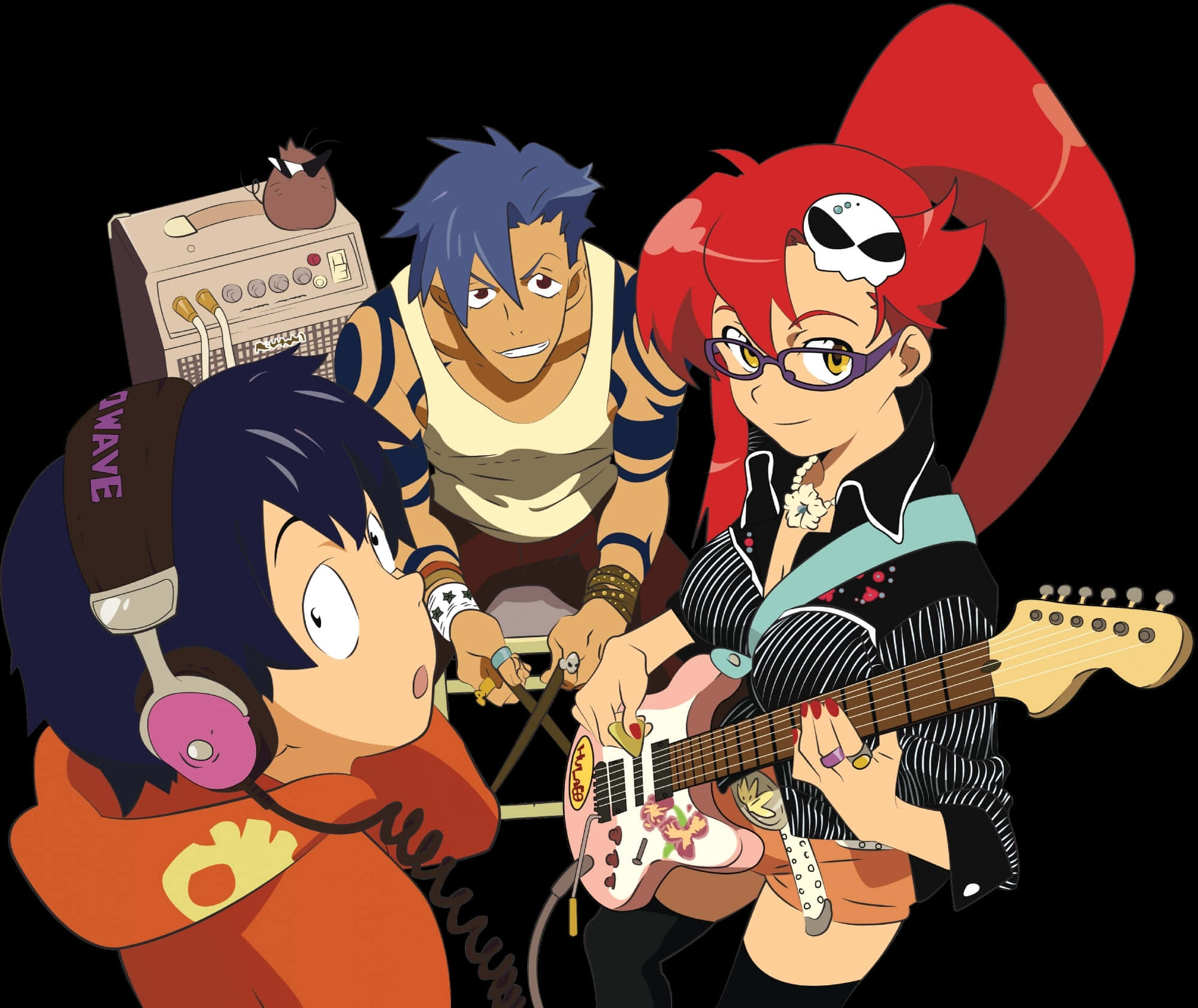Gurren Lagann, characters, music session, Full HD Desktop Wallpaper